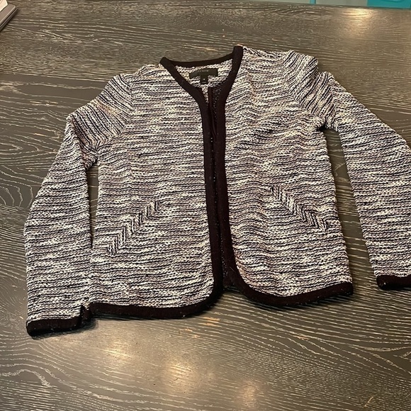 J.CREW Cardigan Sweater Black White Boucle 03509, Size XS - Picture 2 of 13